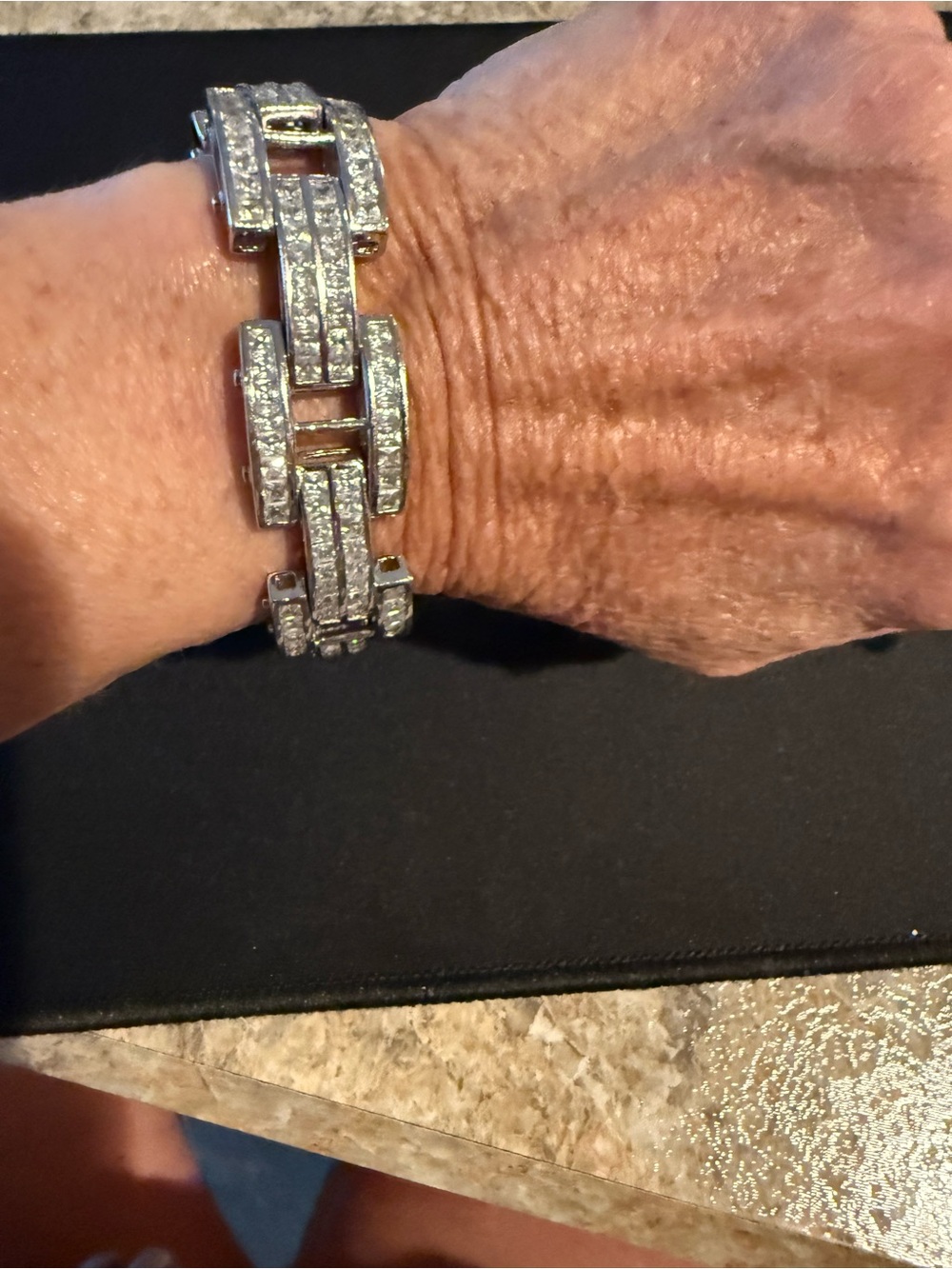 Sterling Silver Crystal Link Bracelet